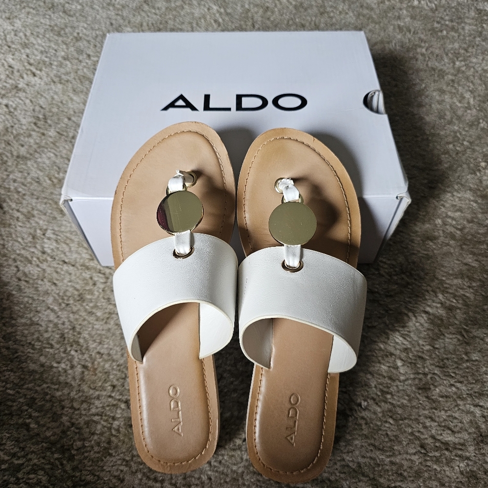 Aldo white thong sandals used